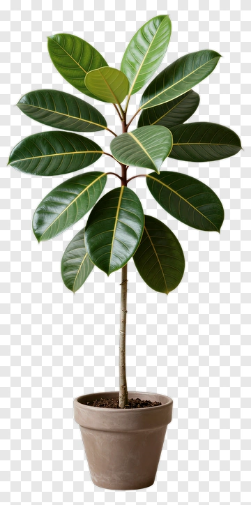 Potted Ficus Plant With Green Leaves PNG