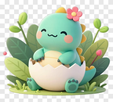 Cute Dinosaur Hatching From Egg PNG