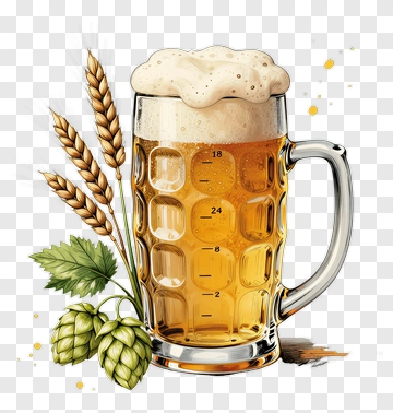 Beer Mug With Wheat And Hop PNG