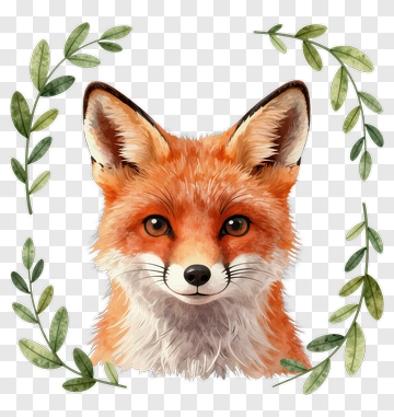 Cute Fox Portrait PNG