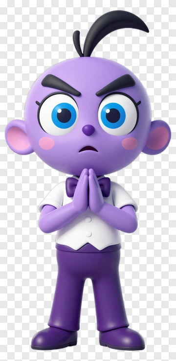 Purple Cartoon Character With Clasped Hands PNG