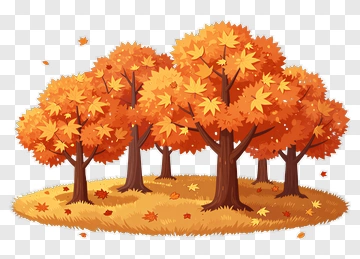 Autumn Trees With Falling Leaves PNG