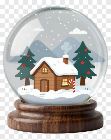 Snow Globe With Cozy Cabin And Trees PNG
