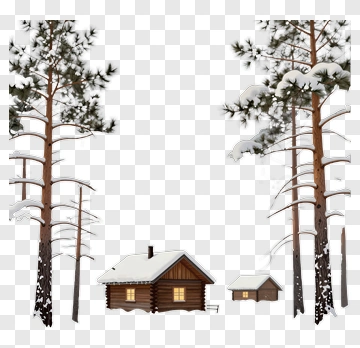 Snowy Forest Cabin PNG