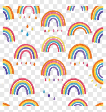 Rainbow And Raindrop Pattern PNG