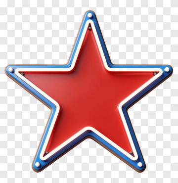 Neon Star With Blue And White Outlines PNG