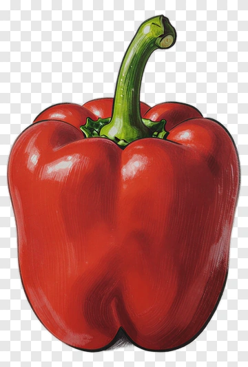 Red Bell Pepper With Green Stem PNG