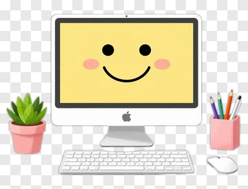 Smiling Face On Computer Monitor PNG