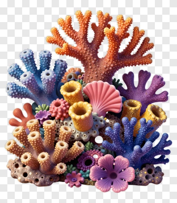 Colorful Coral Reef Sculpture PNG