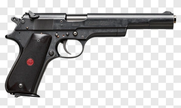 Black Pistol With Red Grip Emblem PNG
