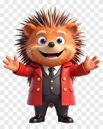 Porcupine In Red Business Suit PNG