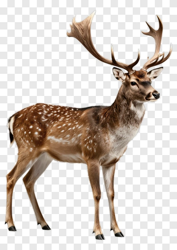 Deer With Spotted Coat And Large Antlers PNG
