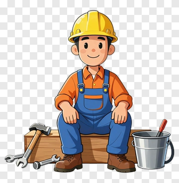 Happy Construction Worker With Tools PNG