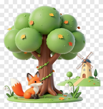 Fox Under The Tree PNG
