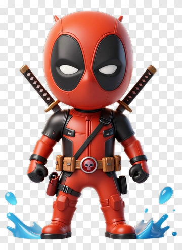Deadpool With Swords And Water Splash PNG