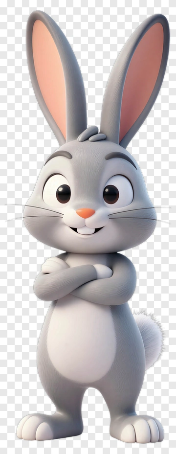 Cute Gray Rabbit PNG