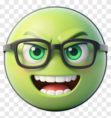 Green Emoji With Glasses PNG