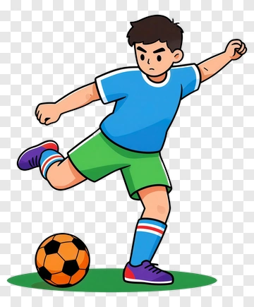 Boy Kicking Soccer Ball PNG