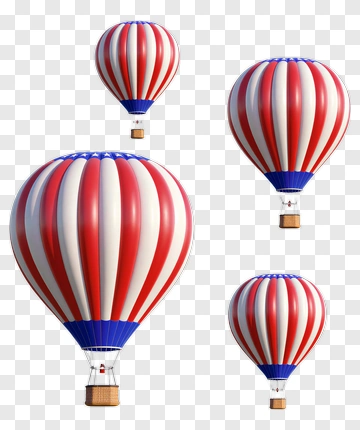 Red White And Blue Hot Air Balloons PNG