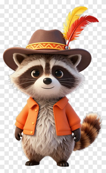 Cute Raccoon In Hat And Jacket PNG