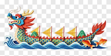 Dragon Boat Racing Scene PNG