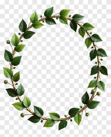 Leaf Wreath With Green Leaves And Twigs PNG
