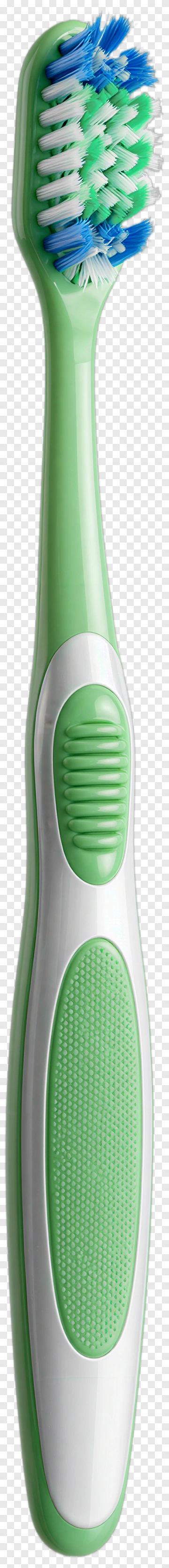 Green Toothbrush With Blue And White Bristles PNG