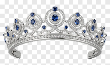 Silver Tiara With Blue Sapphire Stones PNG
