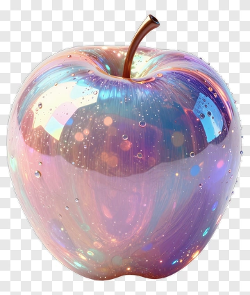 Iridescent Apple With Sparkling Surface PNG