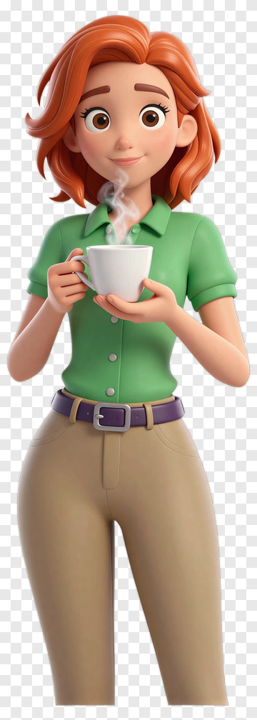 Woman Holding Coffee Cup PNG