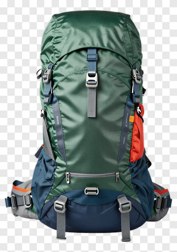 Hiking Backpack With Green And Blue Design PNG