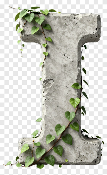 Concrete Letter I With Ivy PNG