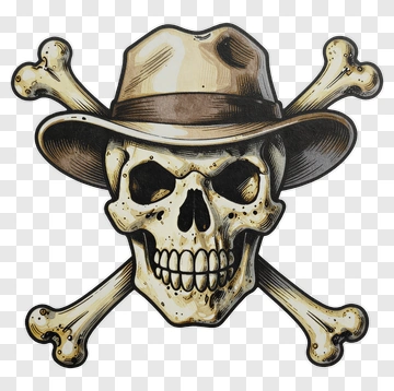 Skull With Hat And Crossbones PNG