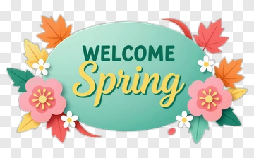 Welcome Spring Paper Cutout Design PNG