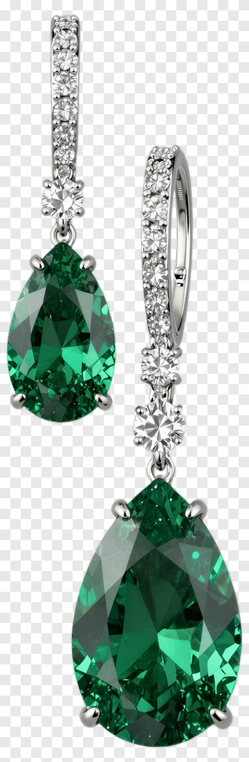 Emerald Drop Earrings With Diamonds PNG