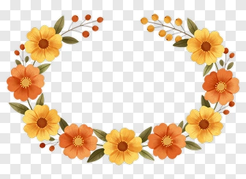 Yellow And Orange Flower Wreath PNG