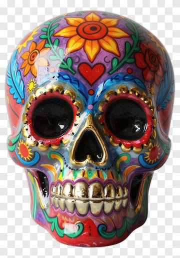Decorative Skull With Floral Design PNG