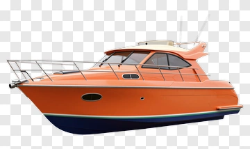 Orange Yacht With Blue Hull PNG