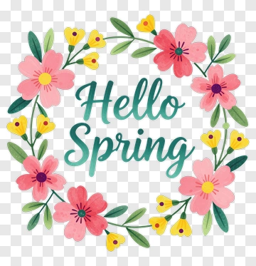 Hello Spring Flower Wreath PNG
