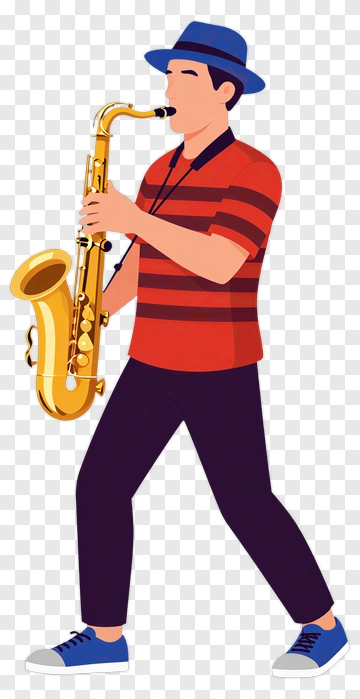 Man Playing Saxophone PNG