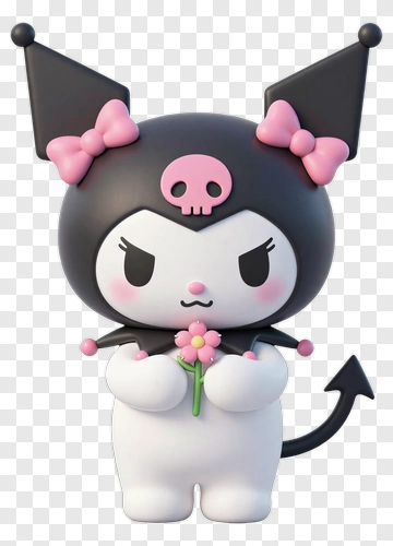 Kuromi Holding A Flower PNG