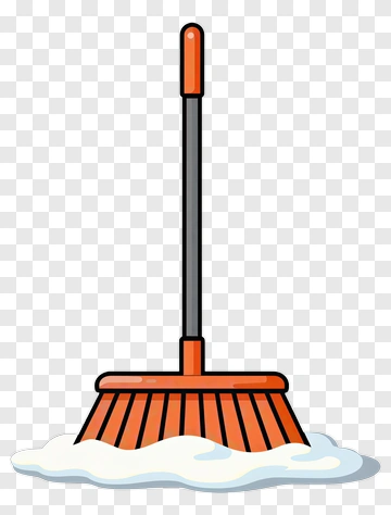 Orange Broom With Soap Bubbles PNG