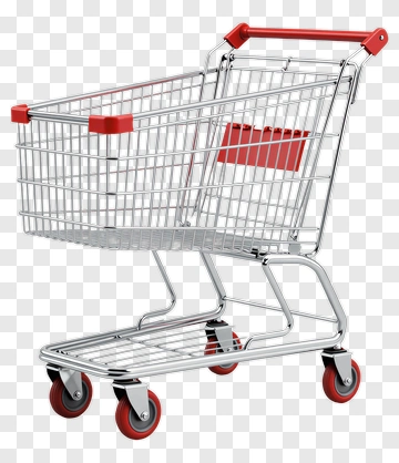 Shopping Cart With Red Accents PNG