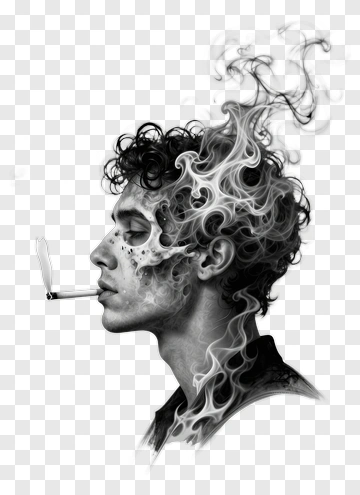 Man Smoking With Smoke Rising PNG