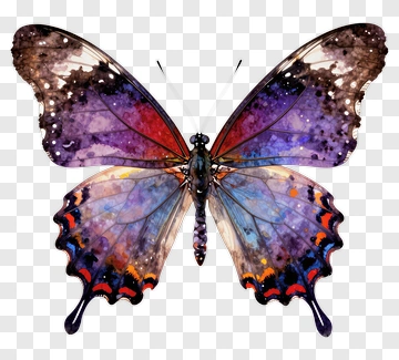 Colorful Watercolor Butterfly PNG