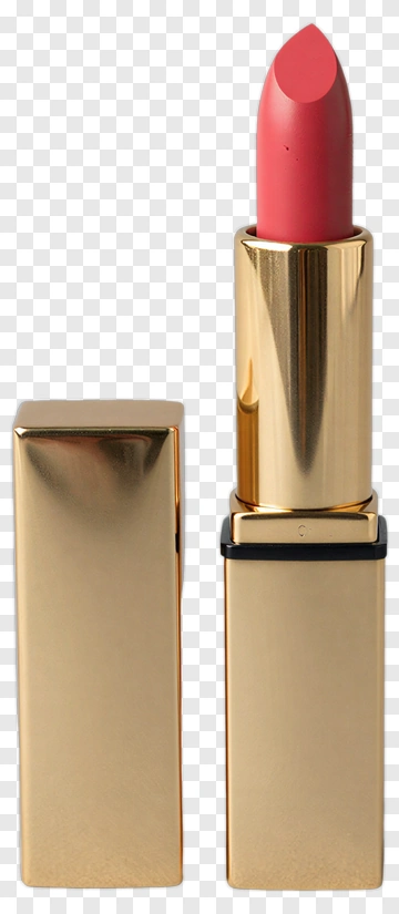 Pink Lipstick With Gold Case PNG