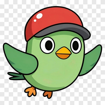 Green Bird With Red Cap PNG