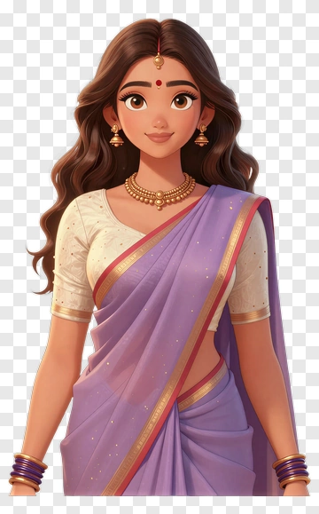 Woman In Traditional Sari PNG