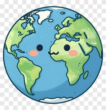 Cute Cartoon Earth With Friendly Faces PNG