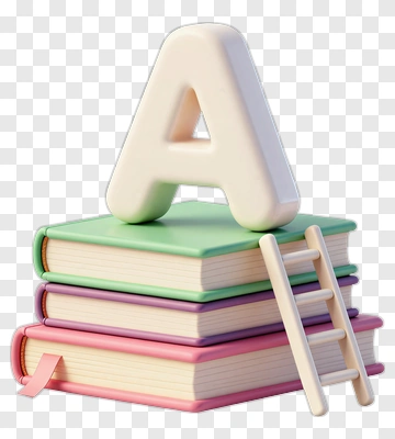 Letter A On Stack Of Books PNG